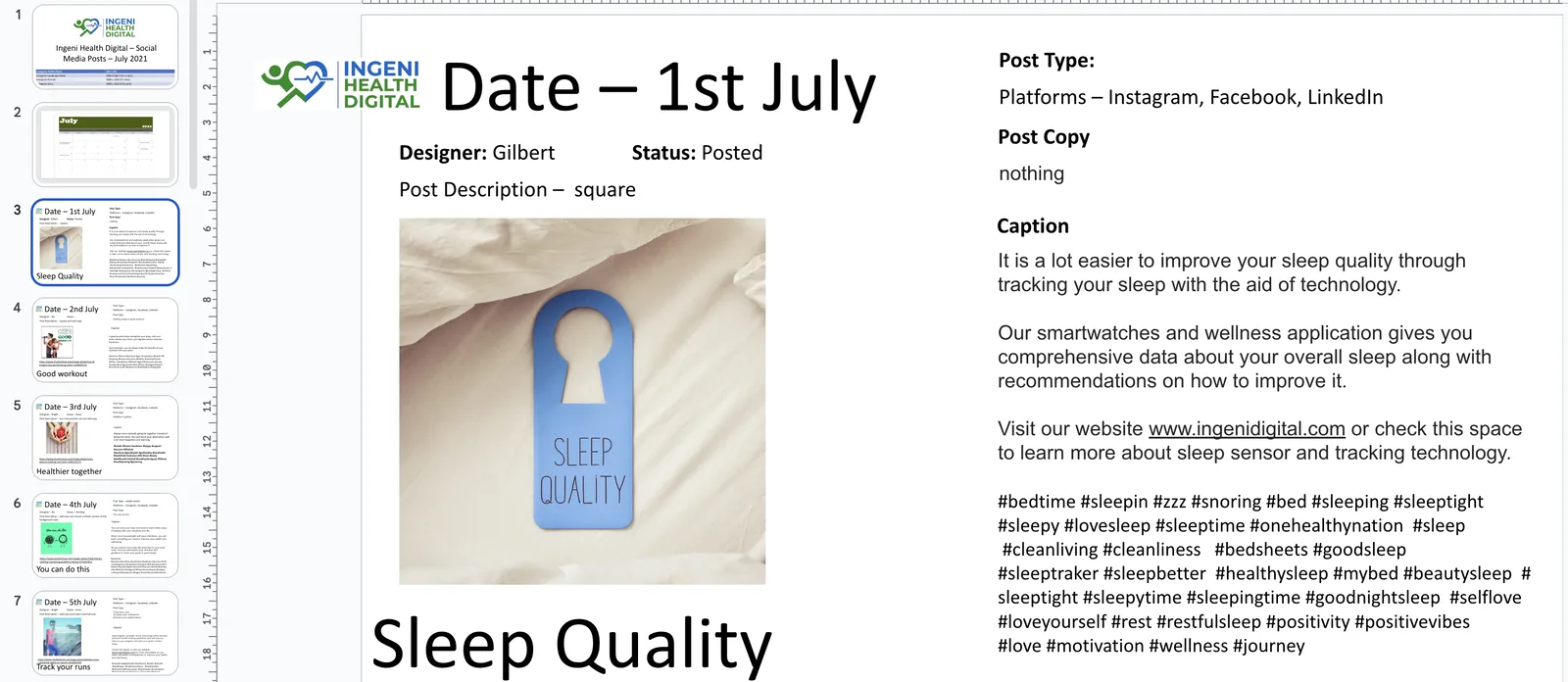 Ingeni Health Calendar